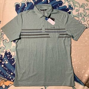 Travis Mathew striped polo heather green NWT large